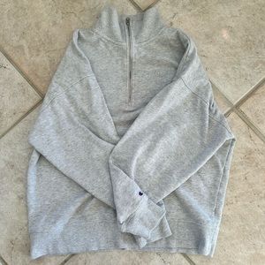 Grey Champion Oversized Three Quarter Zip Crew Neck